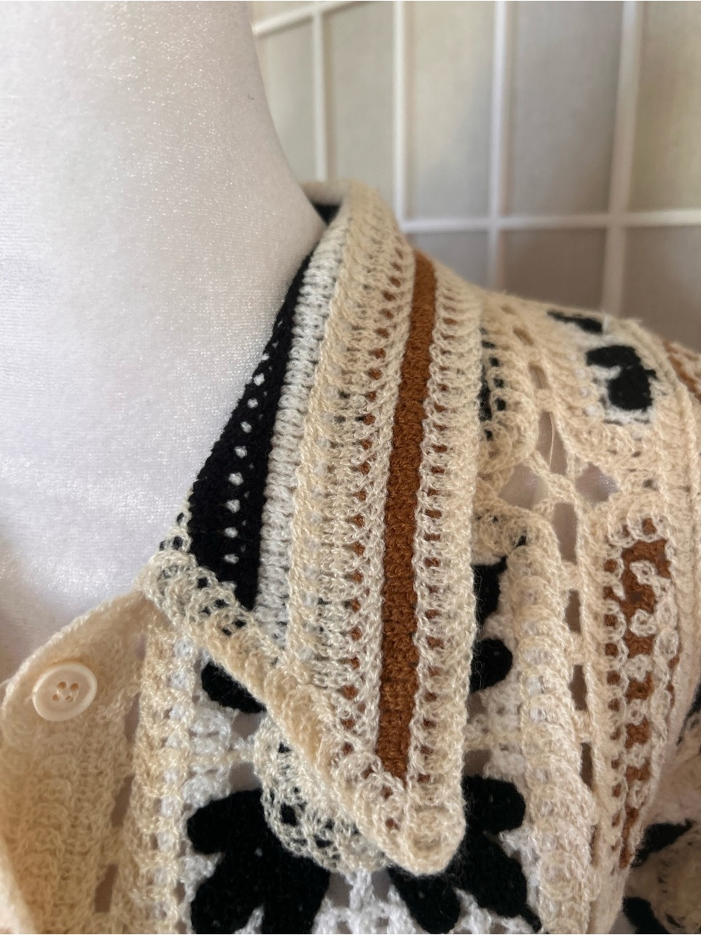 Rebellion Again Boho Granny-Square Crochet Crop Cardigan - Picture 3 of 4